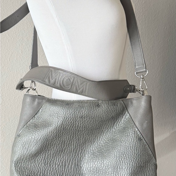 MCM Gray Leather Shoulder Bag - Picture 3 of 5